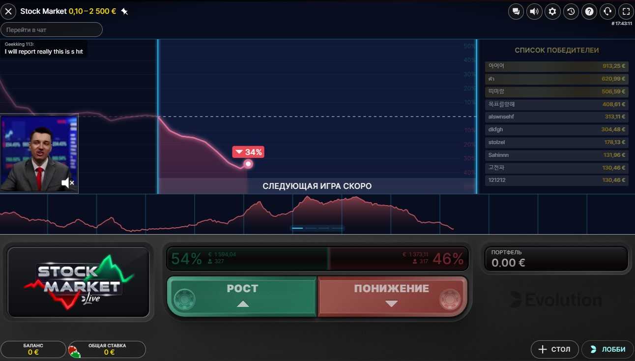 Игра Stock Market в 1Win Casino